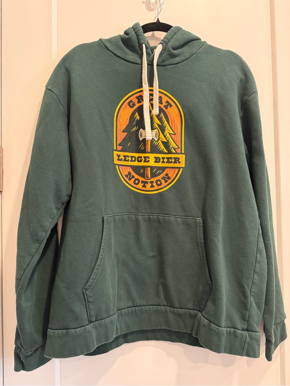 Great Notion Brewery Green Graphic Pullover Hoodie with Yellow and Orange - XL